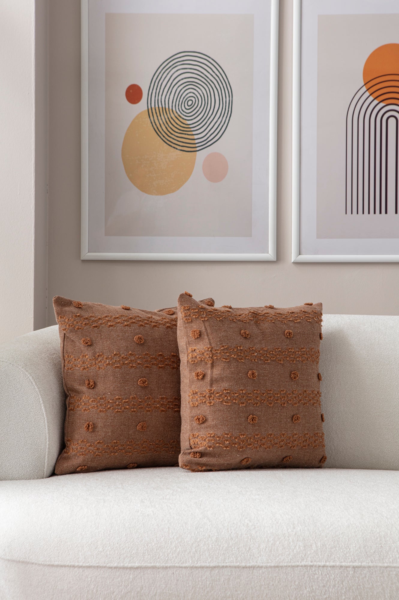 Şerit Puantiyeli Kırlent Kılıfı - Puantiye Dokulu Dekoratif Yastık