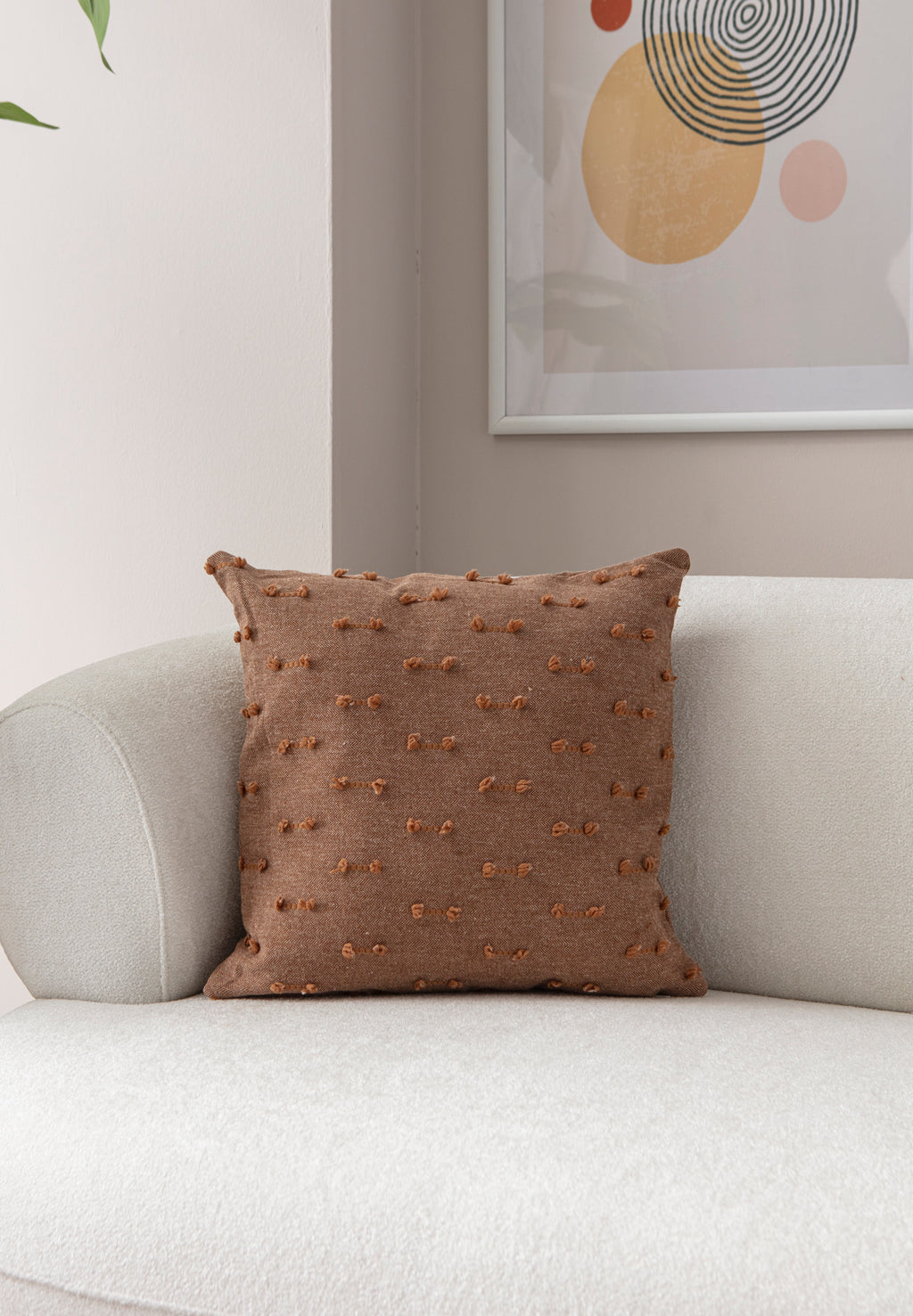 Tek Çizgi Puantiyeli Kırlent Kılıfı - Puantiye Dokulu Dekoratif Yastık