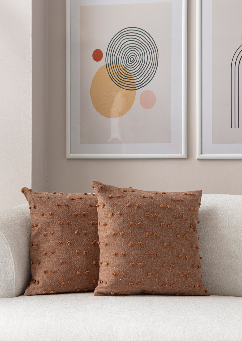 Tek Çizgi Puantiyeli Kırlent Kılıfı - Puantiye Dokulu Dekoratif Yastık