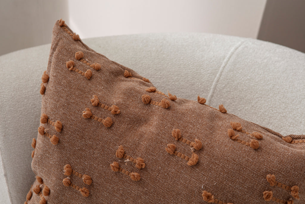 İkili Şerit Puantiyeli Kırlent Kılıfı - Puantiye Dokulu Dekoratif Yastık