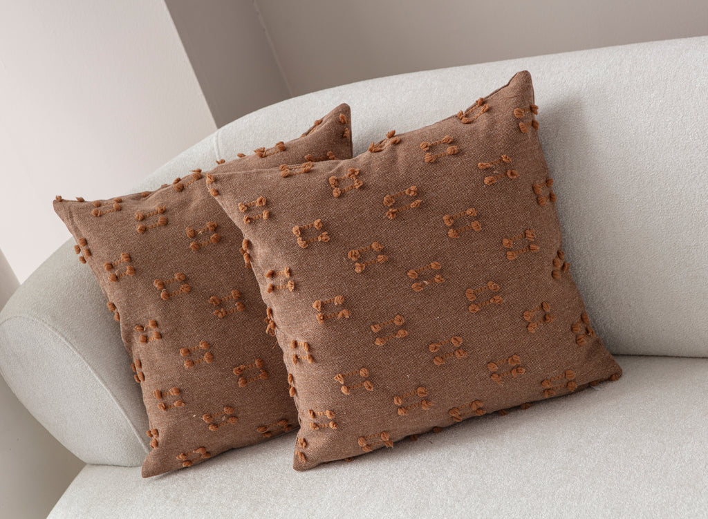 İkili Şerit Puantiyeli Kırlent Kılıfı - Puantiye Dokulu Dekoratif Yastık