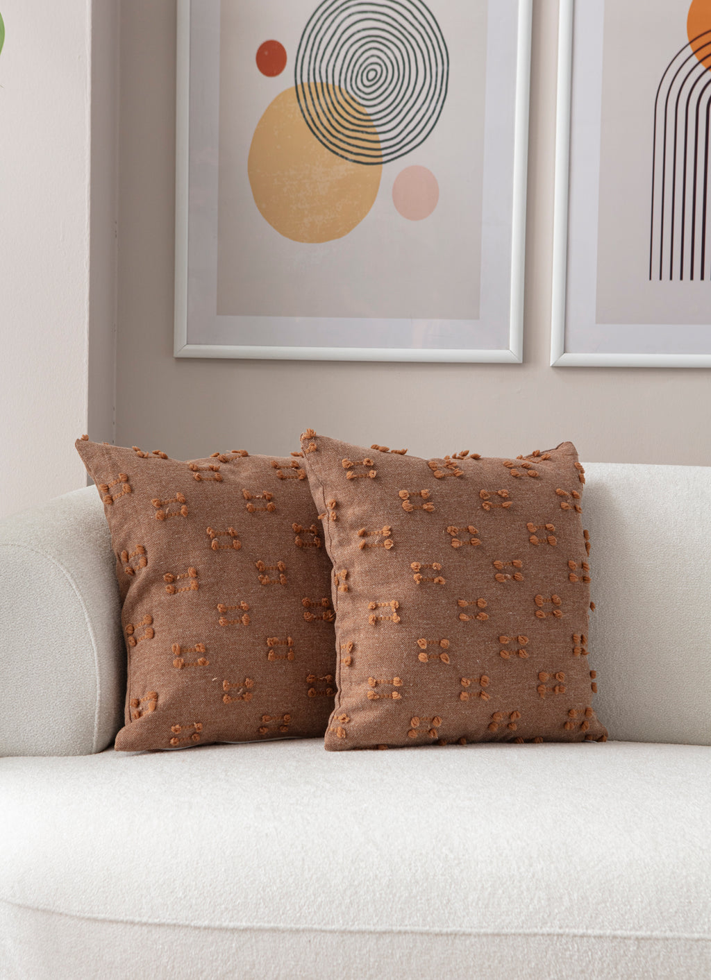 İkili Şerit Puantiyeli Kırlent Kılıfı - Puantiye Dokulu Dekoratif Yastık