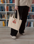 Çiçek Desenli Bez Keten Omuz Çantası, Plaj Çantası, İşlemeli El ve Kol Çantası %100 Pamuk 36x29 cm