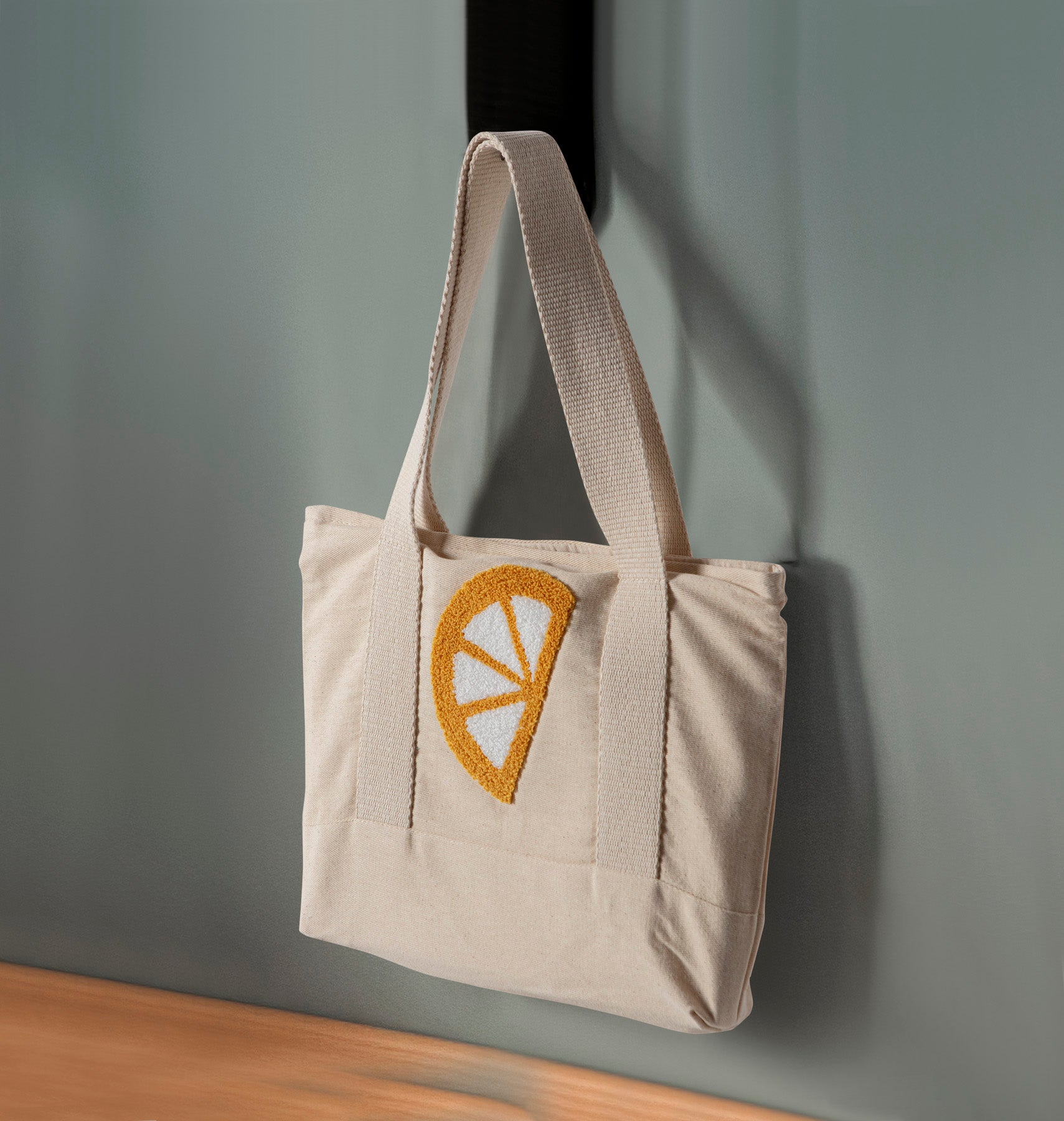 Limon Desenli Bez Keten Omuz Çantası, Plaj Çantası, İşlemeli El ve Kol Çantası %100 Pamuk 36x29 cm (Kopya)