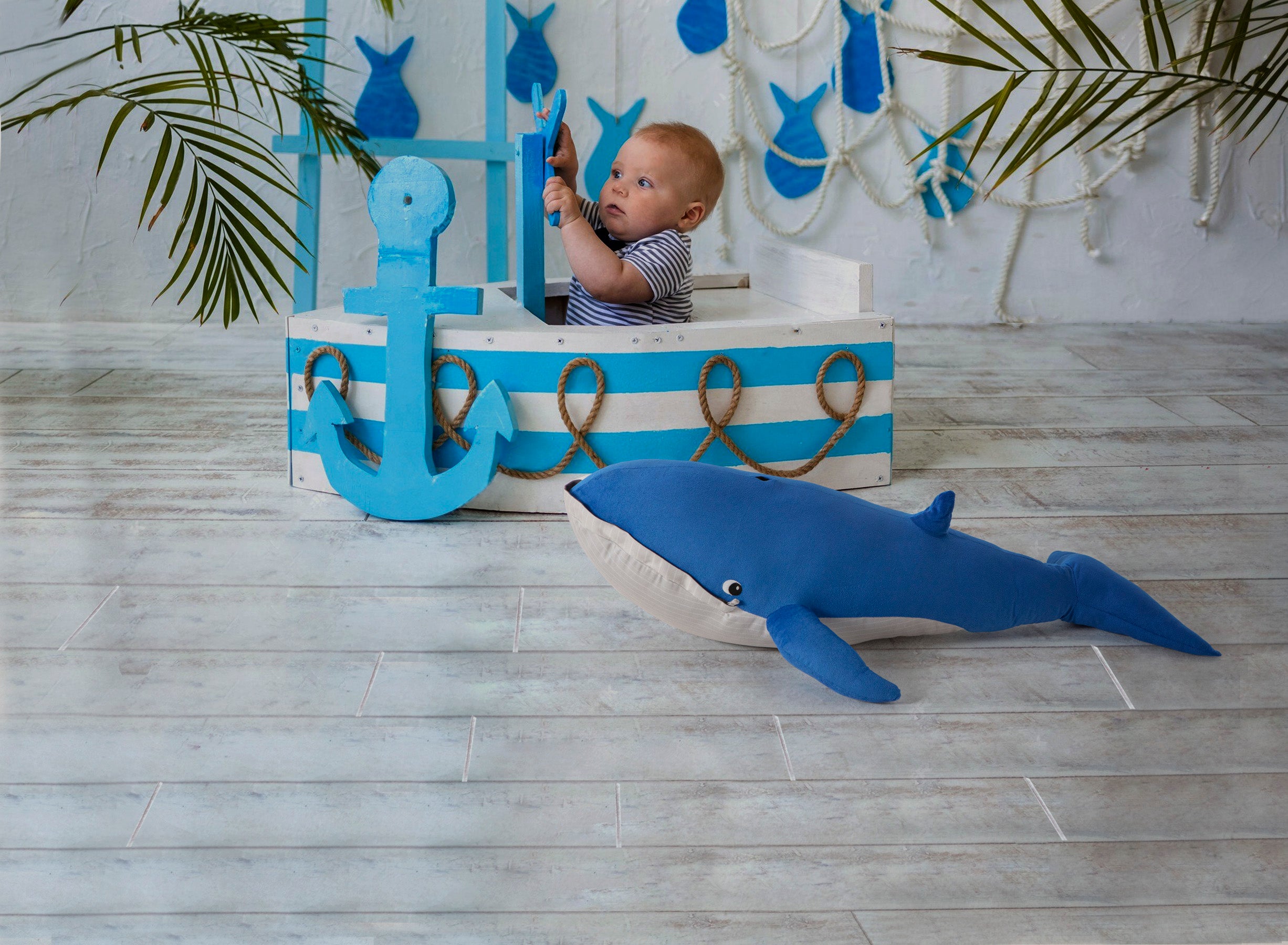 Büyük Balina Peluş Oyuncak – Yumuşak Dolgulu, Dekoratif Peluş Minder