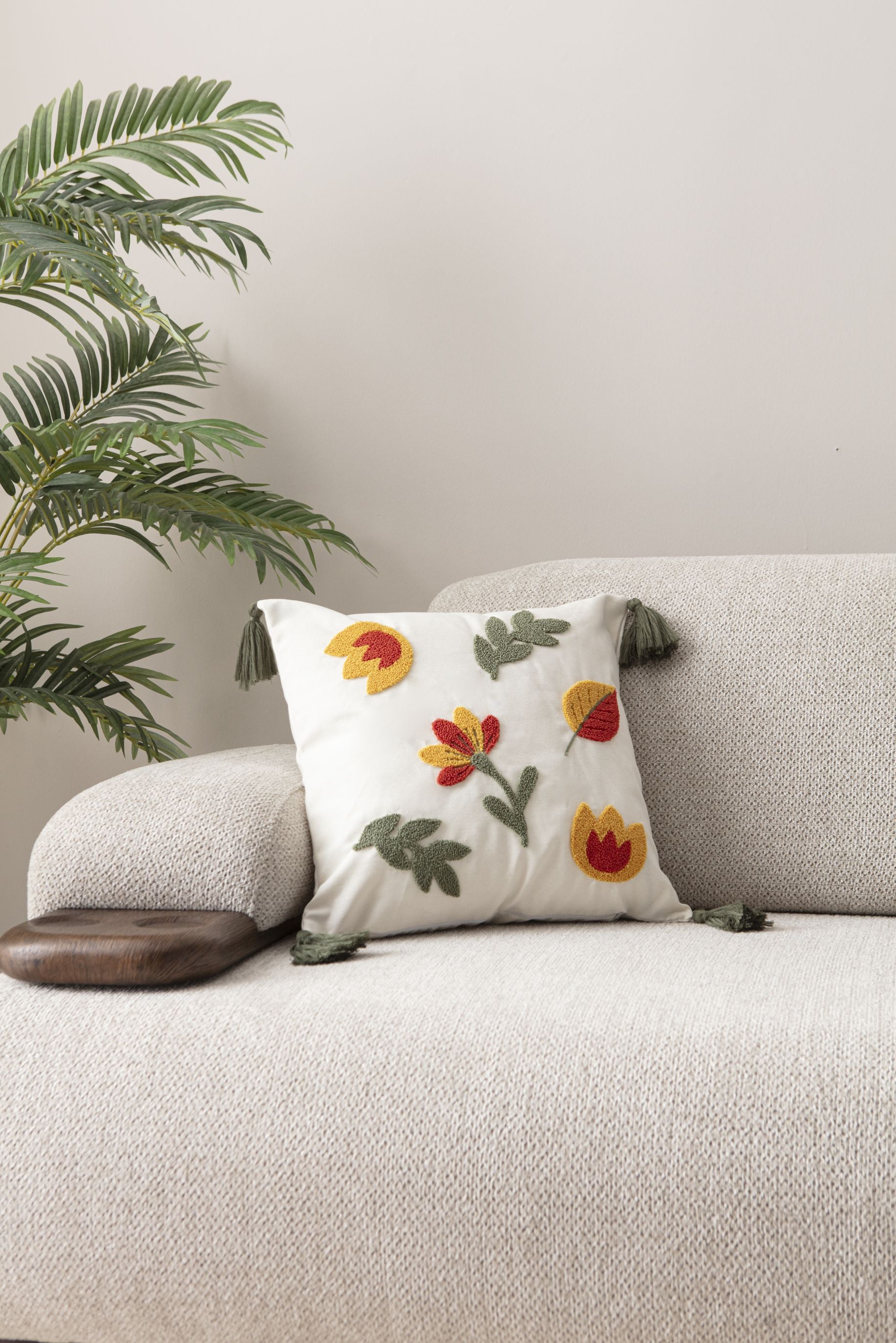 Comfort Punch Desenli Kırlent Kılıfı Kare Dekoratif Bohem Nakışlı Yastık Kılıfı