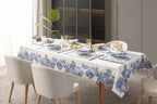 Çini Mavi Full Sofra Tekstili Takımı - Bahçe Desenli Saçaklı Sofra Seti