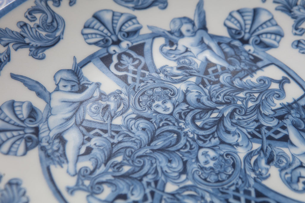 Çini Mavi Full Sofra Tekstili Takımı - Bahçe Desenli Saçaklı Sofra Seti