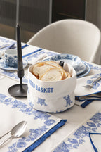 Çini Mavi Full Sofra Tekstili Takımı - Bahçe Desenli Saçaklı Sofra Seti