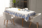 Çini Mavi Full Sofra Tekstili Takımı - Bahçe Desenli Saçaklı Sofra Seti