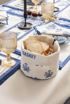 Çini Mavi Floral Desenli Püskül Detaylı Full Sofra Tekstili Takımı