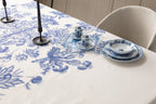 Çini Mavi Floral Desenli Püskül Detaylı Full Sofra Tekstili Takımı