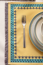 Sarı & Yeşil Otantik Desenli Full Masa Örtüsü Seti (Püsküllü Koleksiyon)