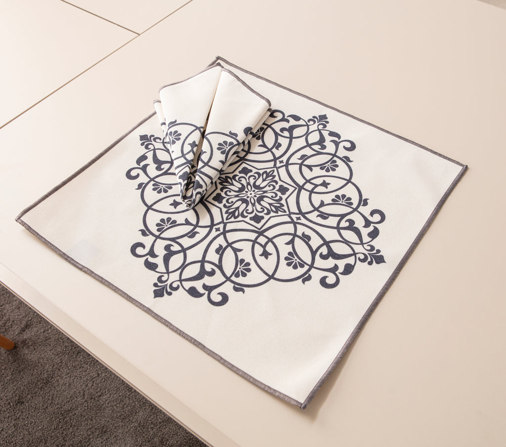 Sarı & Yeşil Otantik Desenli Full Masa Örtüsü Seti (Püsküllü Koleksiyon)