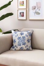 Delft Mavi Tarzı Floral Desenli Pamuklu Dekoratif Yastık