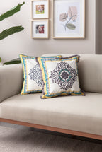 Bohem & Etnik Tarz Püsküllü ve Biyeli İkili Kare Kırlent Takımı