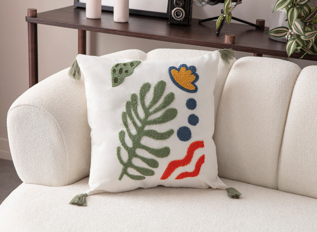 Comfort Punch Desenli Kırlent Kılıfı Kare Dekoratif Bohem Nakışlı Yastık Kılıfı