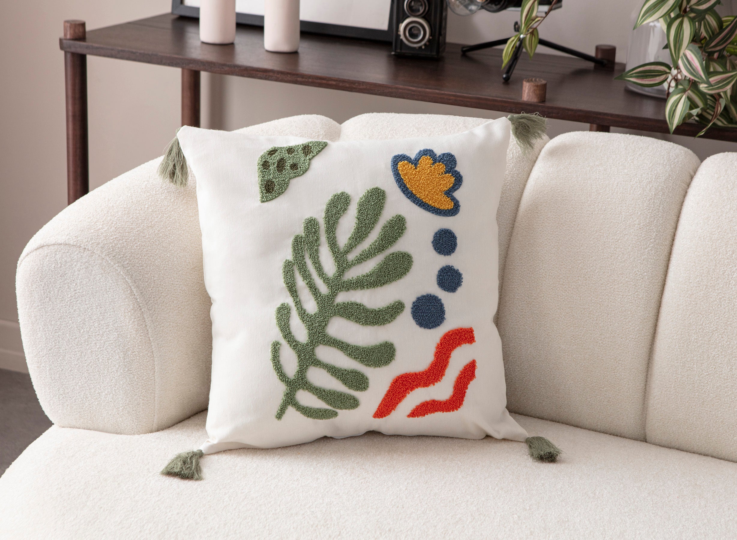 Comfort Punch Desenli Kırlent Kılıfı Kare Dekoratif Bohem Nakışlı Yastık Kılıfı