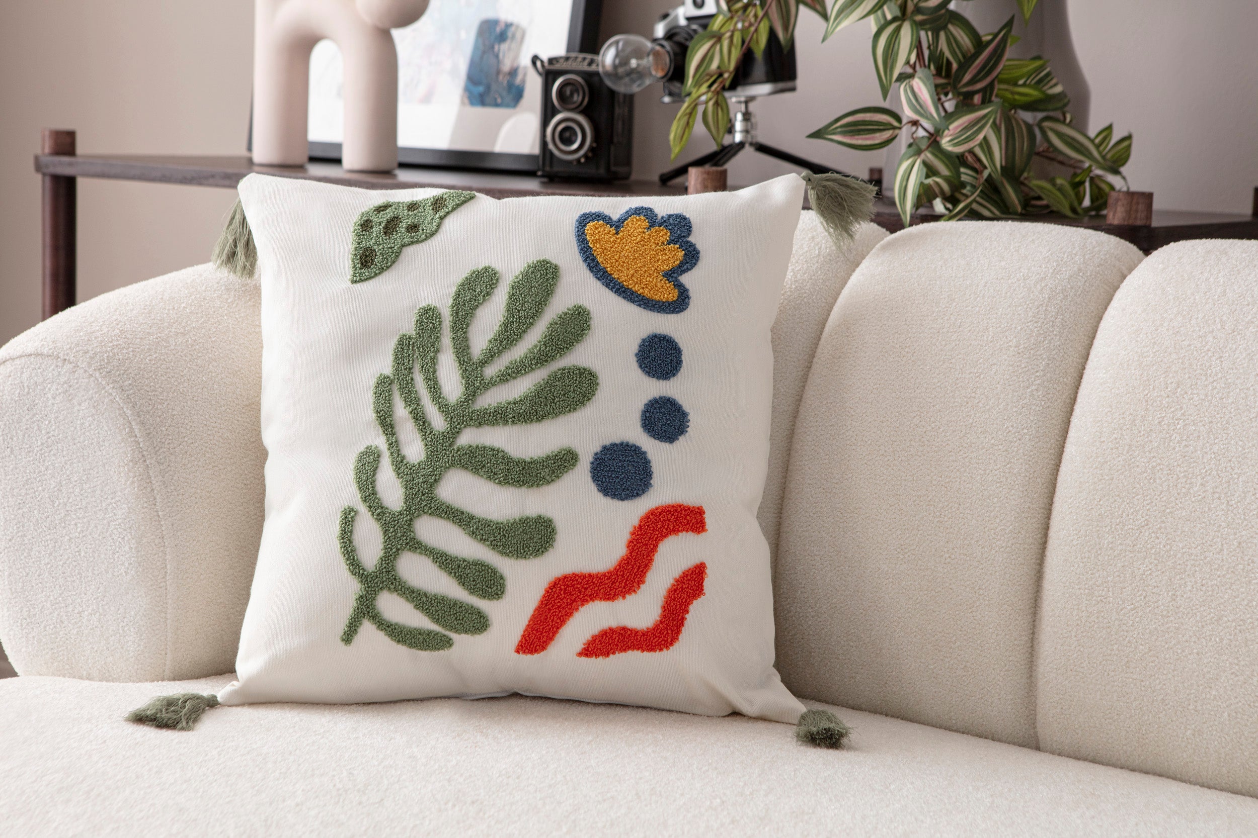 Comfort Punch Desenli Kırlent Kılıfı Kare Dekoratif Bohem Nakışlı Yastık Kılıfı