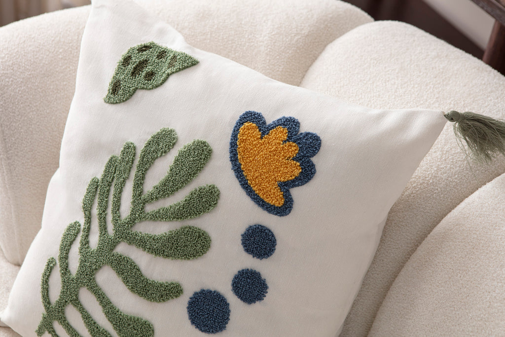 Comfort Punch Desenli Kırlent Kılıfı Kare Dekoratif Bohem Nakışlı Yastık Kılıfı