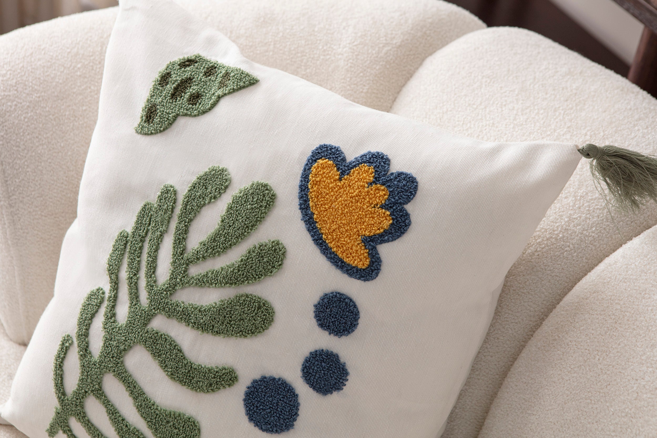 Comfort Punch Desenli Kırlent Kılıfı Kare Dekoratif Bohem Nakışlı Yastık Kılıfı