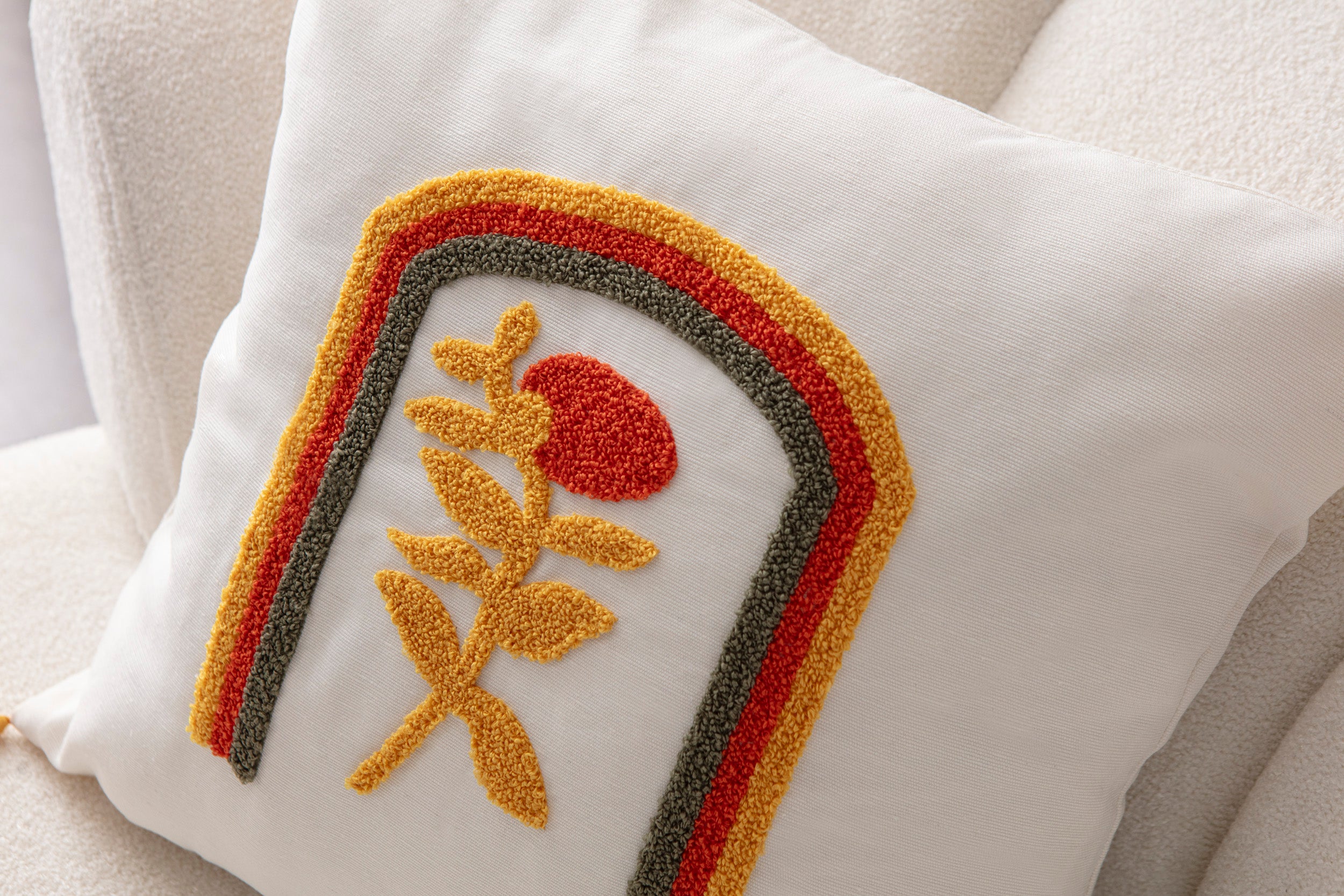 Comfort Punch Desenli Kırlent Kılıfı Kare Dekoratif Bohem Nakışlı Yastık Kılıfı