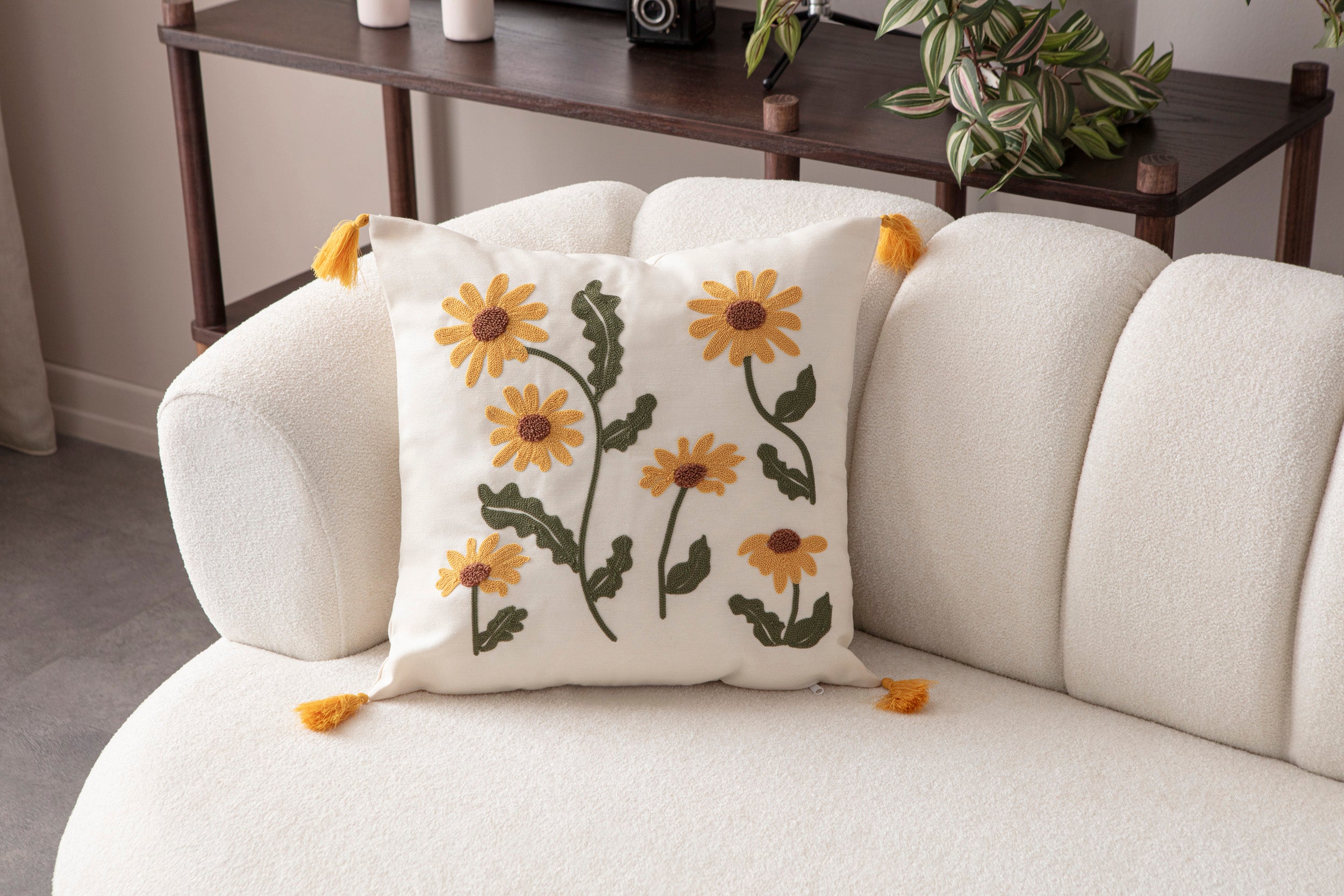 Comfort Punch Desenli Kırlent Kılıfı Kare Dekoratif Bohem Nakışlı Yastık Kılıfı