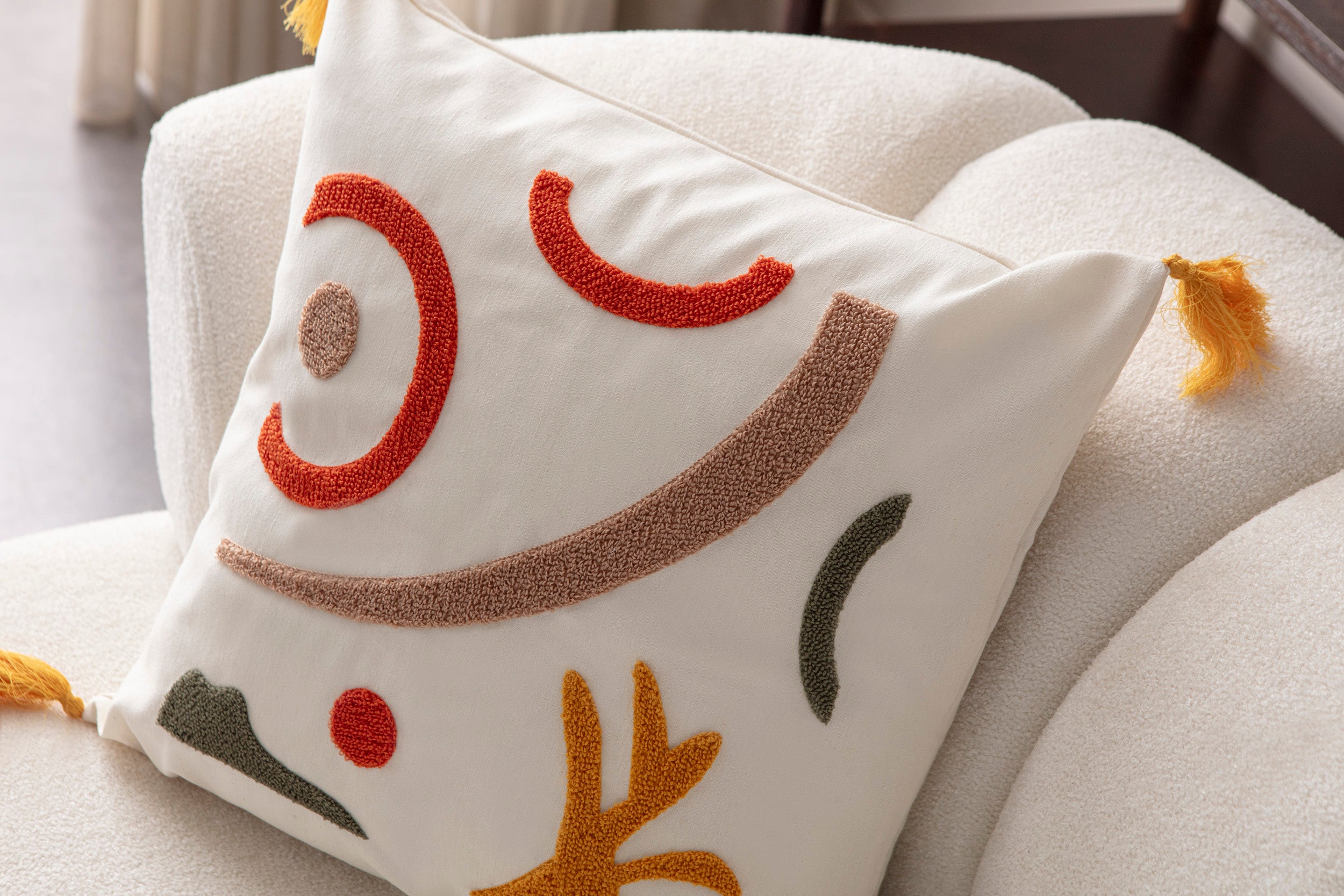 Comfort Punch Desenli Kırlent Kılıfı Kare Dekoratif Bohem Nakışlı Yastık Kılıfı