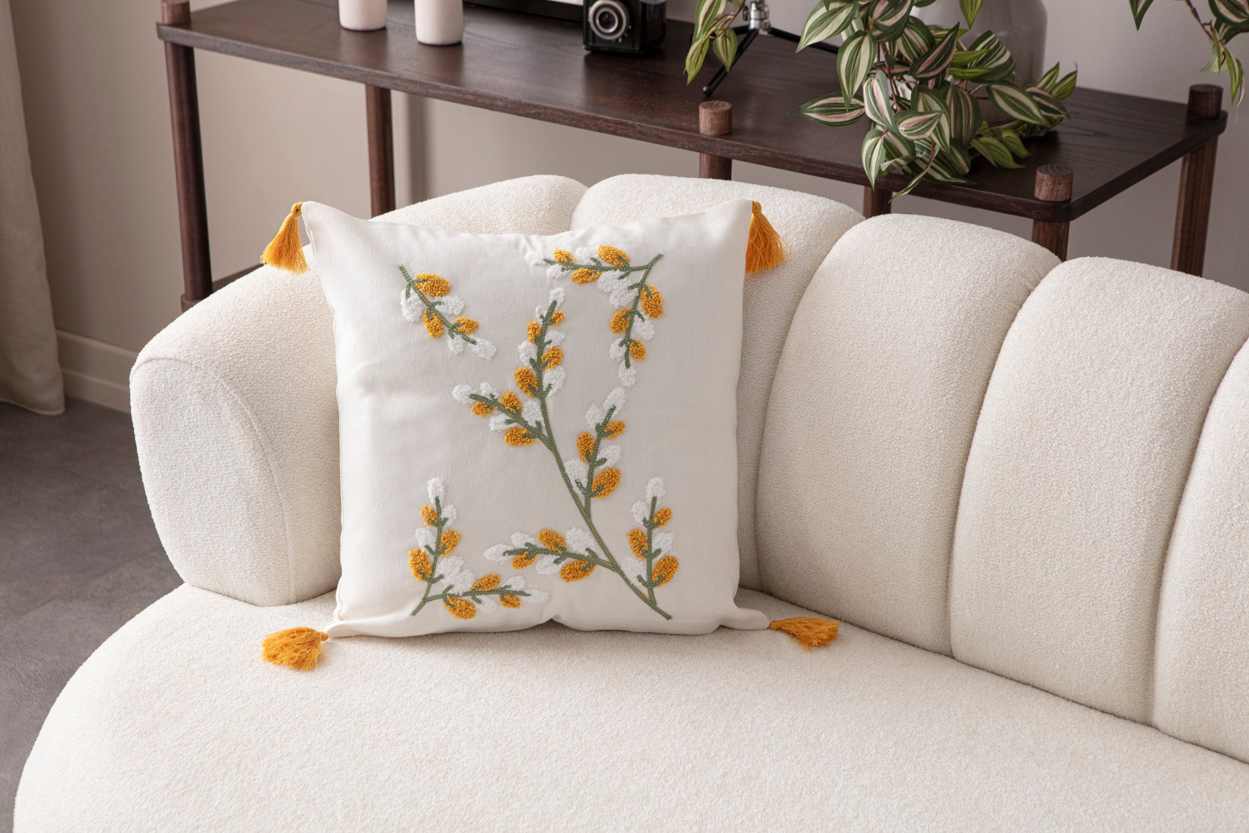 Comfort Punch Desenli Kırlent Kılıfı Kare Dekoratif Bohem Nakışlı Yastık Kılıfı