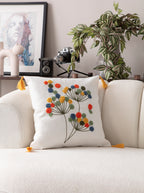 Comfort Punch Desenli Kırlent Kılıfı Kare Dekoratif Bohem Nakışlı Yastık Kılıfı