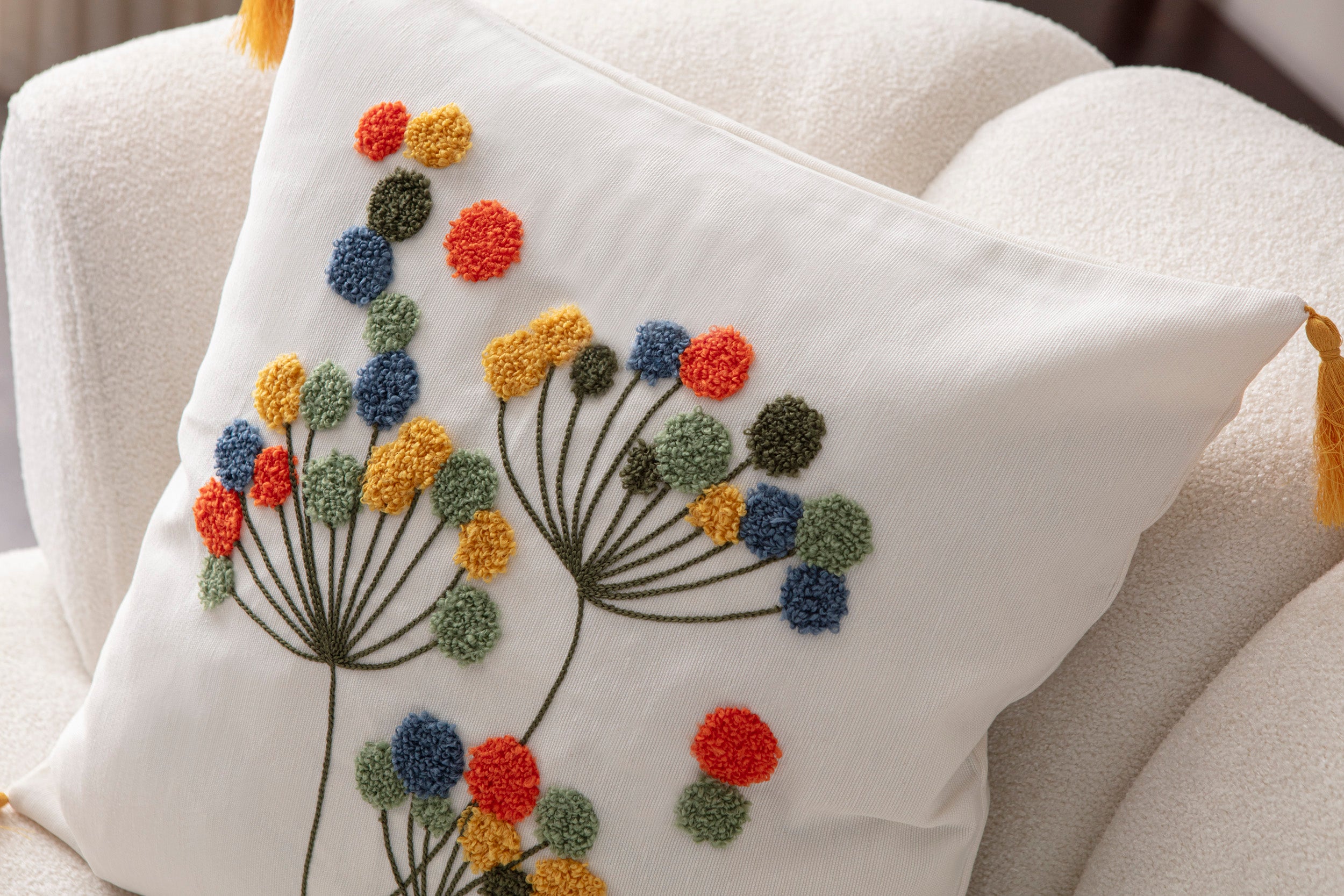 Comfort Punch Desenli Kırlent Kılıfı Kare Dekoratif Bohem Nakışlı Yastık Kılıfı