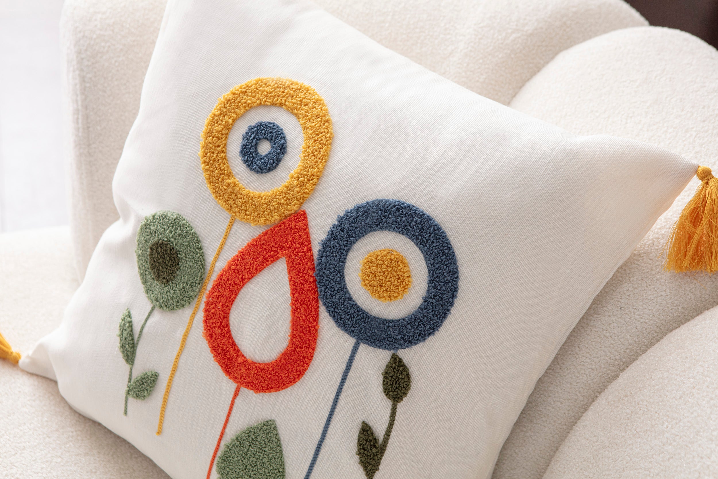 Comfort Punch Desenli Kırlent Kılıfı Kare Dekoratif Bohem Nakışlı Yastık Kılıfı