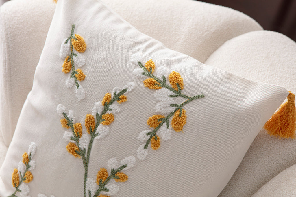 Comfort Punch Desenli Kırlent Kılıfı Kare Dekoratif Bohem Nakışlı Yastık Kılıfı