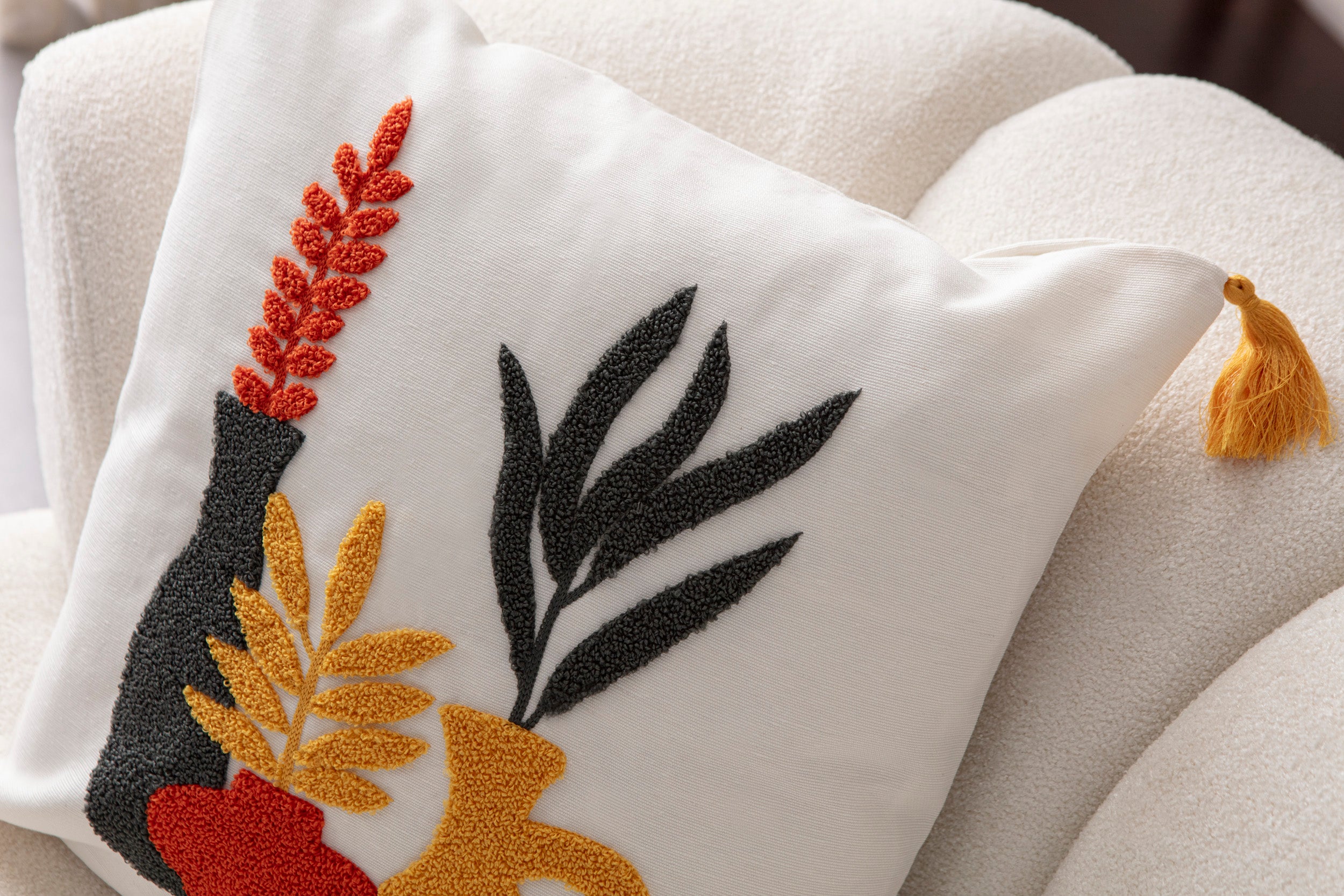 Comfort Punch Desenli Kırlent Kılıfı Kare Dekoratif Bohem Nakışlı Yastık Kılıfı