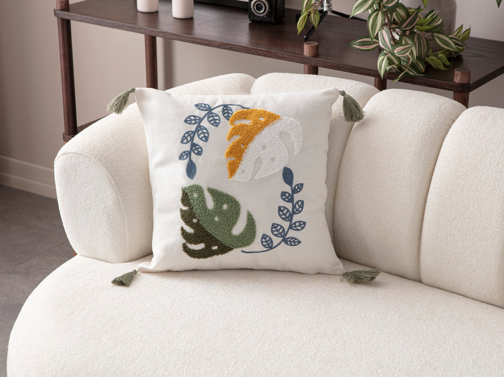 Comfort Punch Desenli Kırlent Kılıfı Kare Dekoratif Bohem Nakışlı Yastık Kılıfı