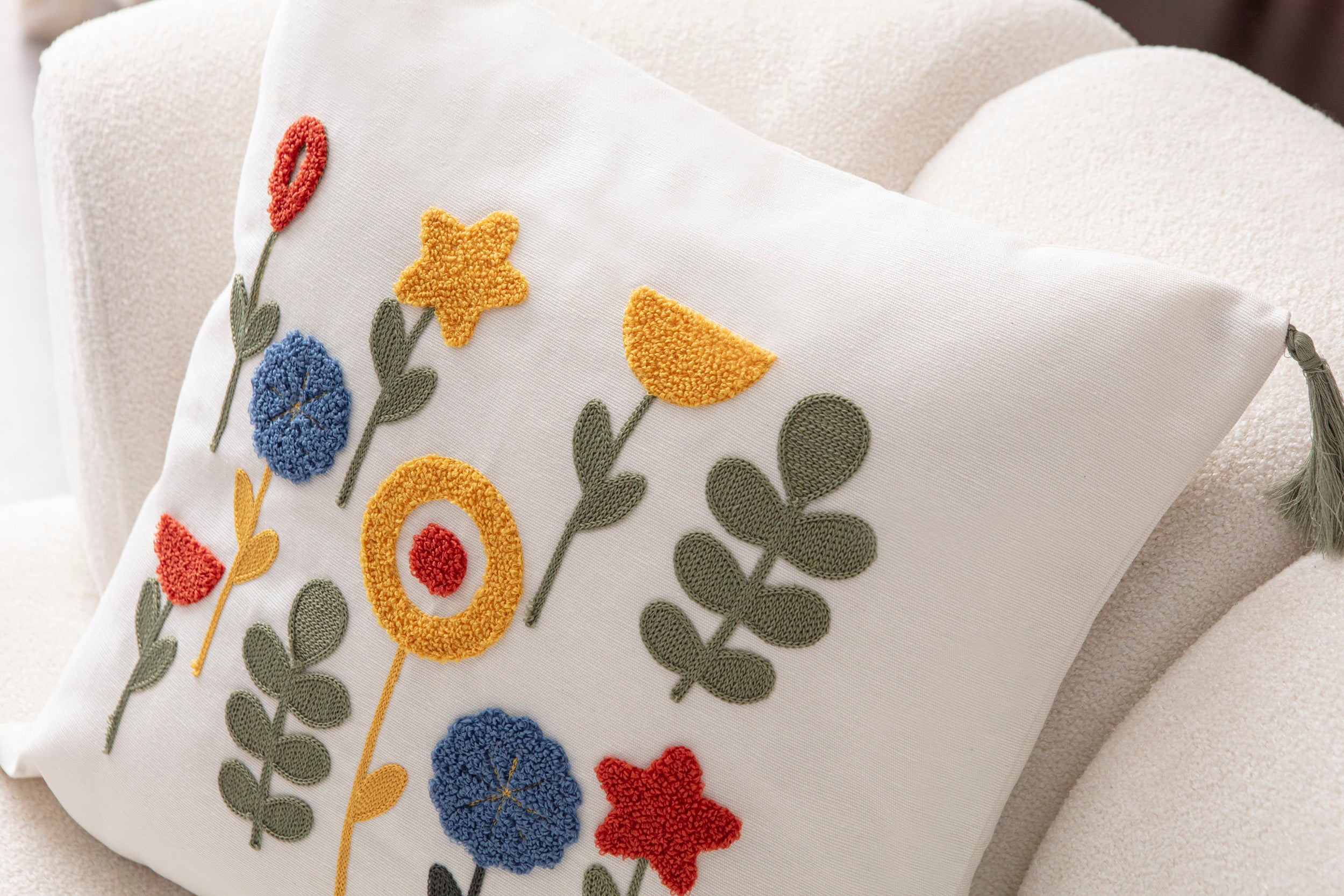 Comfort Punch Desenli Kırlent Kılıfı Kare Dekoratif Bohem Nakışlı Yastık Kılıfı