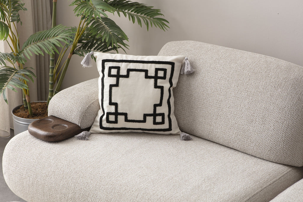 Comfort Punch Desenli Kırlent Kılıfı Kare Dekoratif Bohem Nakışlı Yastık Kılıfı