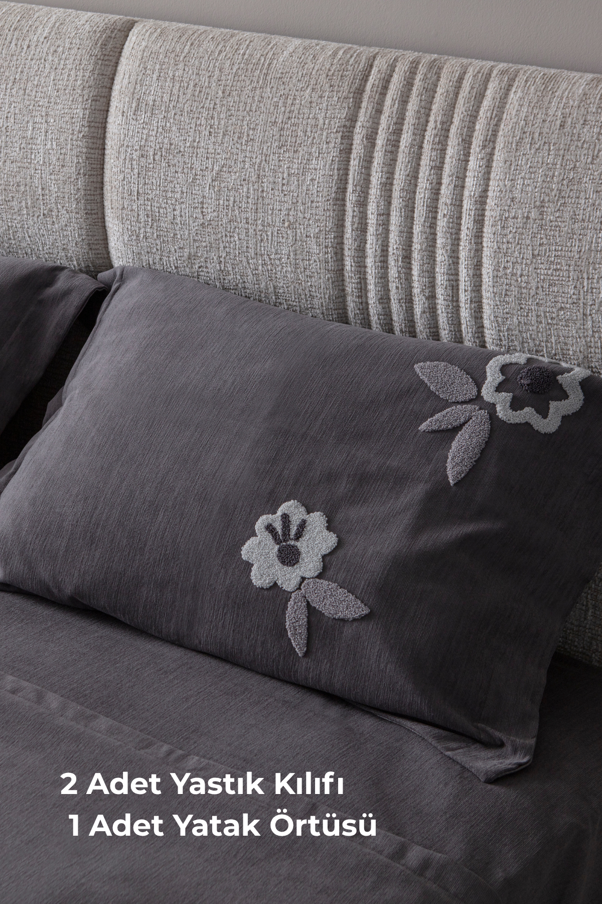 Sera Çiçek Desenli Yatak Örtüsü Takımı – Çift Kişilik, Yumuşak Dokulu, Şık Nakışlı Model