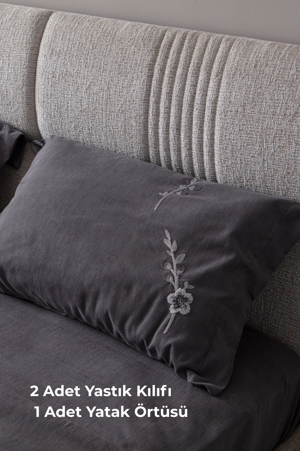 Lora Nakış Detaylı Yatak Örtüsü Takımı – Çift Kişilik, Yumuşak Dokulu, Şık Nakışlı Model