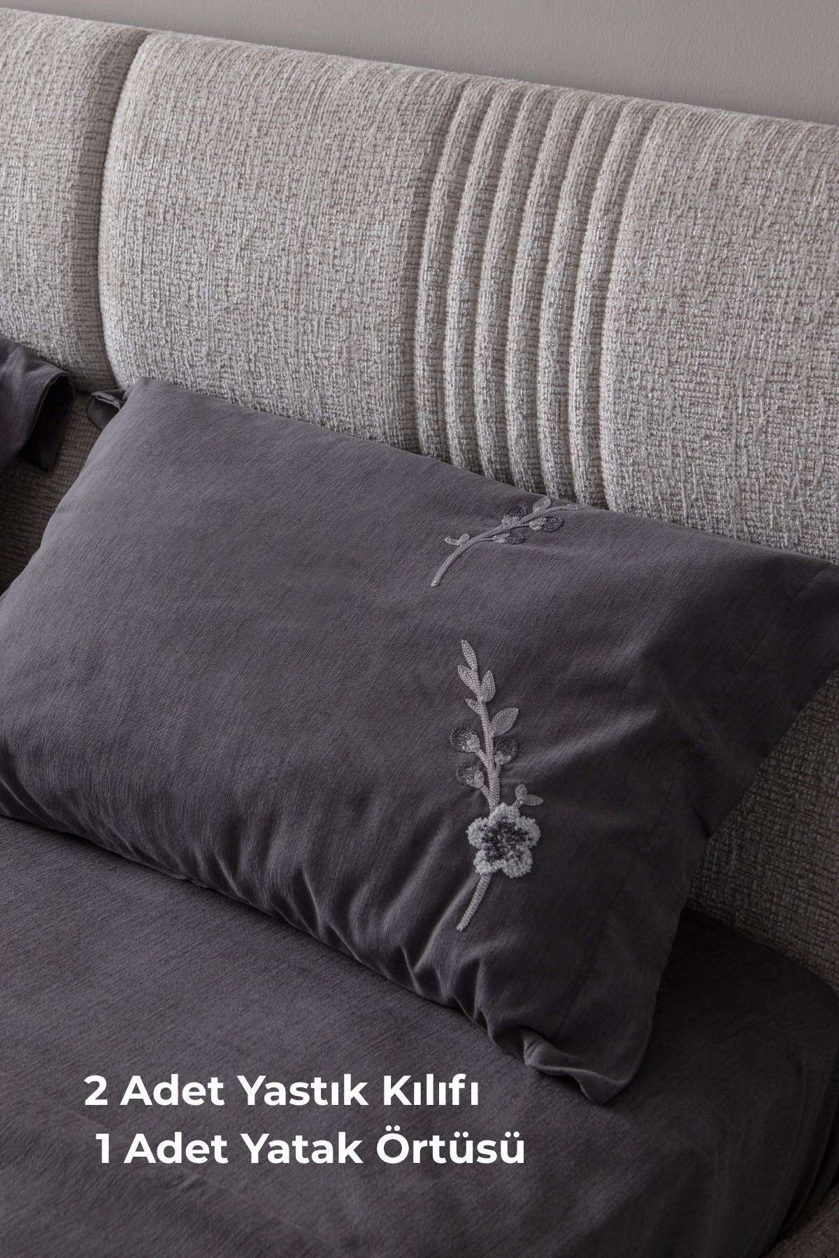 Lora Nakış Detaylı Yatak Örtüsü Takımı – Çift Kişilik, Yumuşak Dokulu, Şık Nakışlı Model