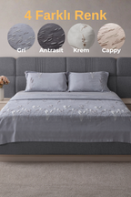 Solena Çiçek Desenli Yatak Örtüsü Takımı – Çift Kişilik, Yumuşak Dokulu, Şık Nakışlı Model