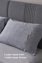 Solena Çiçek Desenli Yatak Örtüsü Takımı – Çift Kişilik, Yumuşak Dokulu, Şık Nakışlı Model