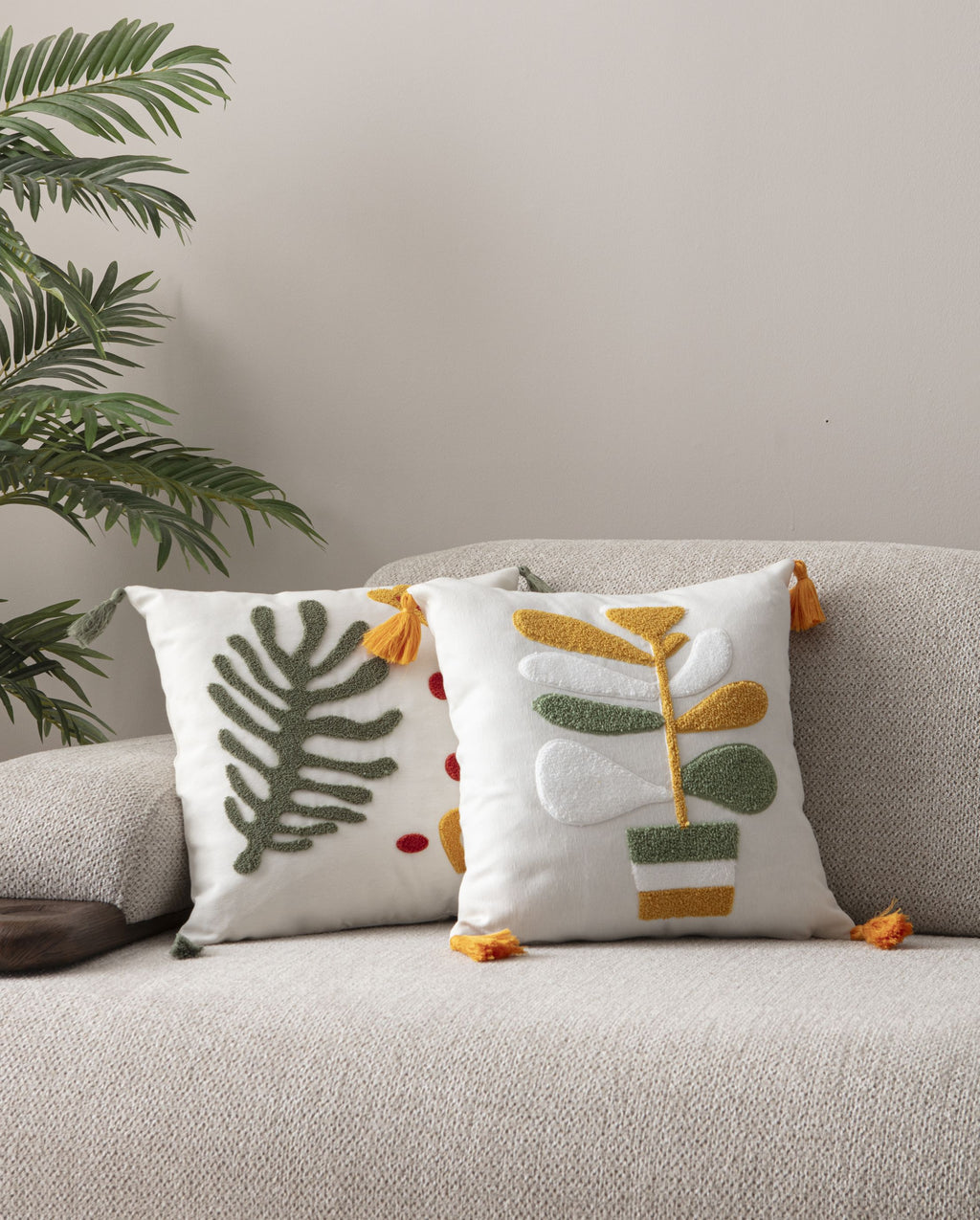 Comfort Punch Desenli Kırlent Kılıfı İkili Set - Kare Dekoratif Bohem Nakışlı Yastık Kılıfları